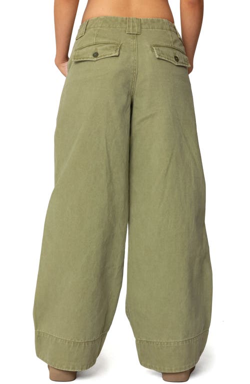 Edikted Vivienne Low Rise Baggy Twill Pants In Olive