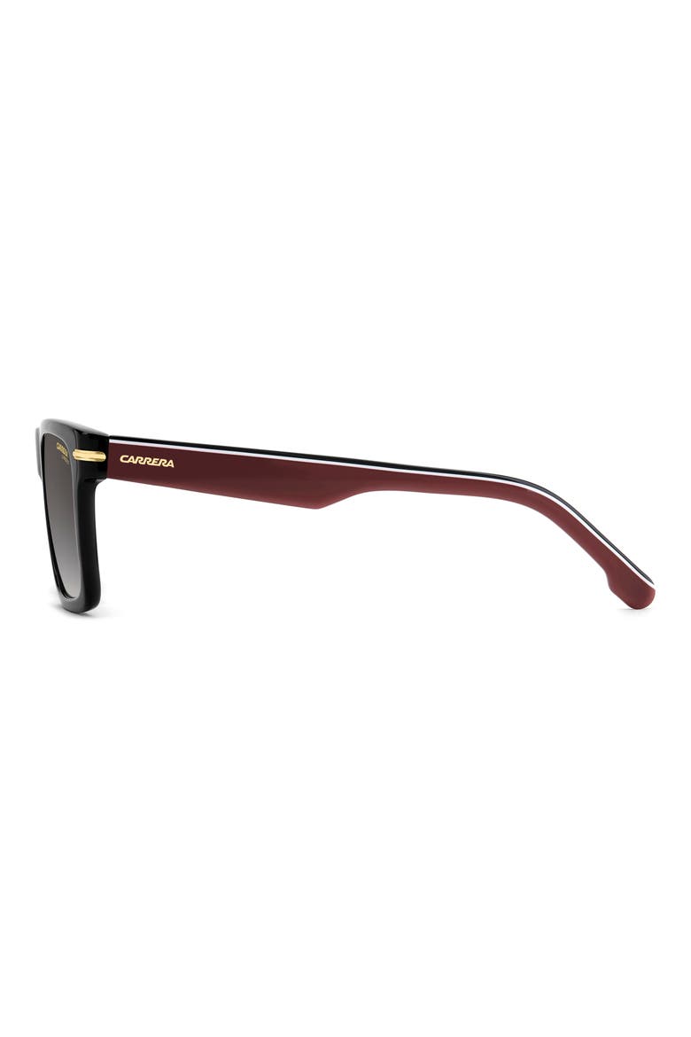 55mm Gradient Rectangular Flat Top Sunglasses, Alternate, color, BLACK RED/ DARK GREY SF