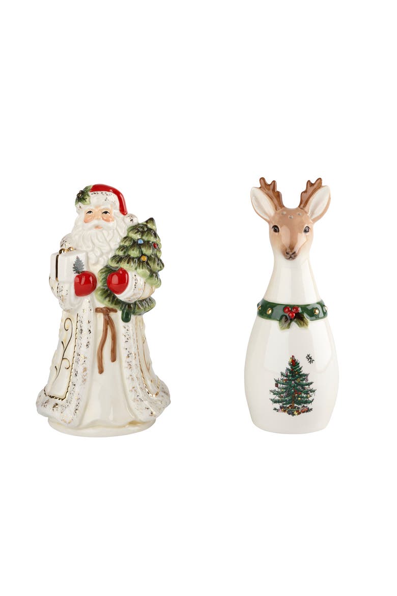 Christmas Tree Santa & Reindeer Salt & Pepper Shaker Set, Main, color, Multi