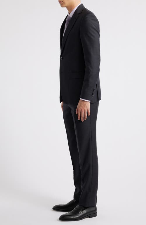 Zanetti Matteo Slim Fit Charcoal Grey Mélange Wool Suit In Gray