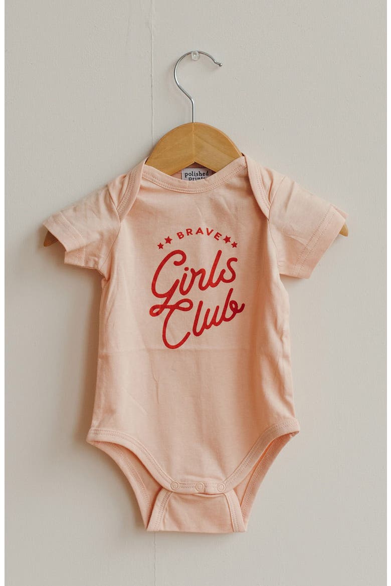 Brave Girls Club Organic Cotton Bodysuit, Alternate, color, PEACH