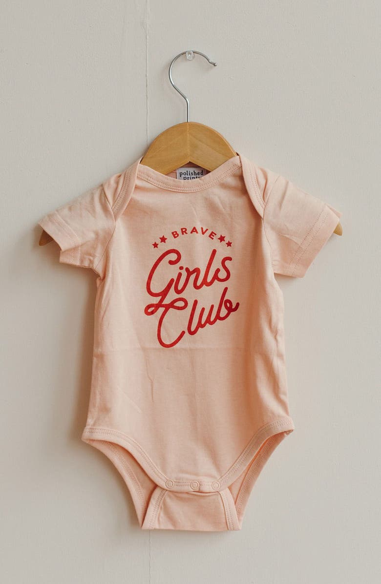 POLISHED PRINTS Brave Girls Club Organic Cotton Bodysuit, Alternate, color,