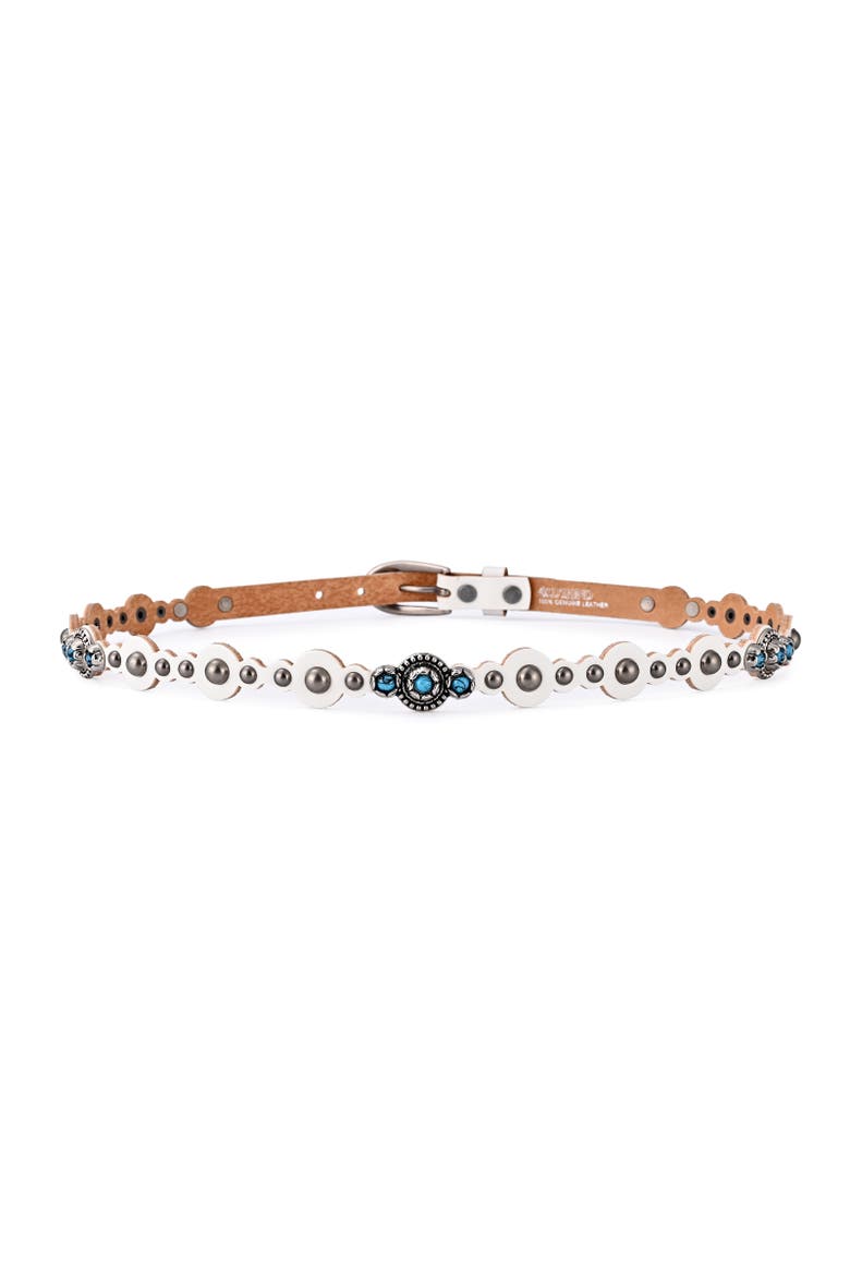 Rosa Genuine Leather Embellished Vintage Inspired Belt, Alternate, color, White