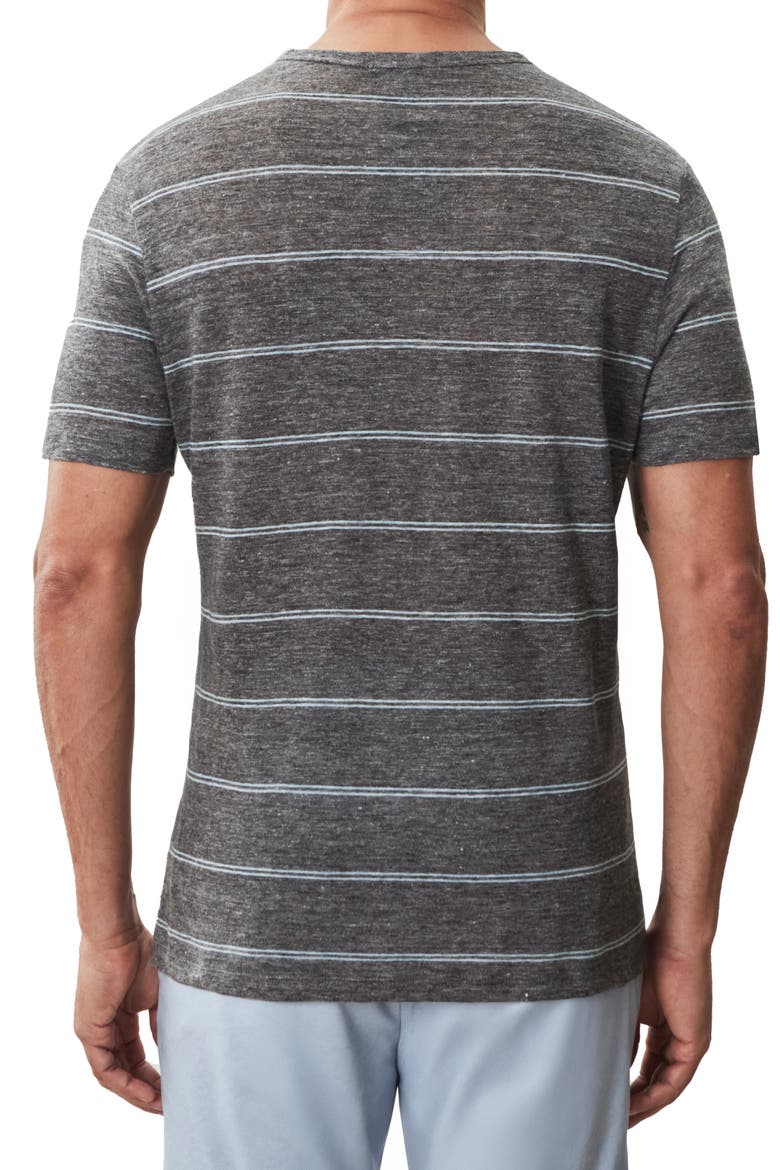 Folsom Short Sleeve Stripe Linen Blend T-Shirt, Alternate, color, CHARCOAL