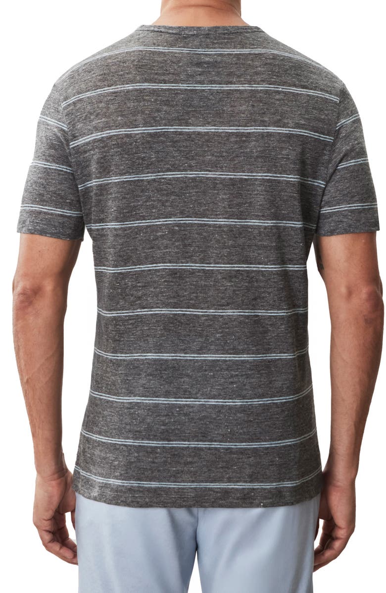 Robert Barakett Folsom Short Sleeve Stripe Linen Blend T-Shirt, Alternate, color, Charcoal