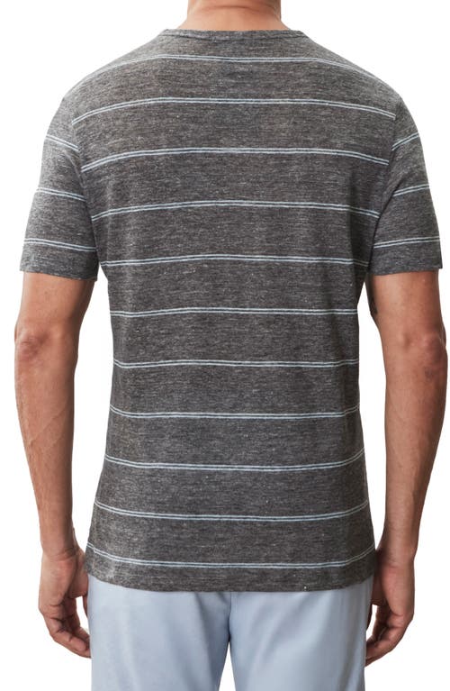 Robert Barakett Folsom Short Sleeve Stripe Linen Blend T-shirt In Gray