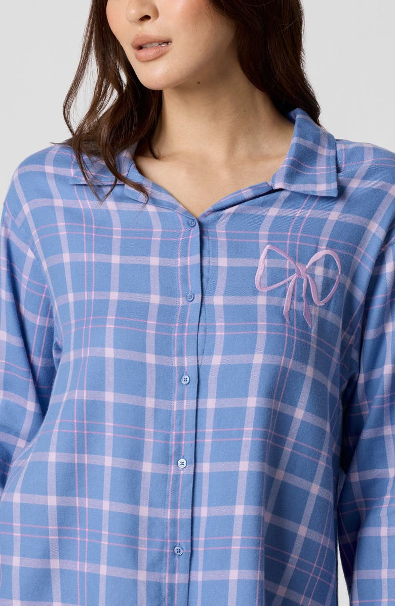 Florence by Mills Cozy Flannel Sleep Shirt, Alternate, color, Vintage Blue Plaid