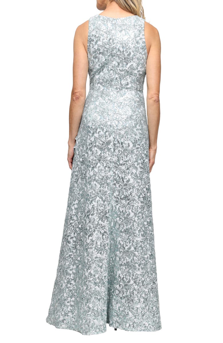Alex Evenings Corded Lace Gown, Alternate, color, Ice Sage