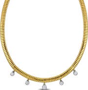 Julianna B. Cubic Zirconia Omega Station Dangle Necklace
