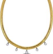 Julianna B. Cubic Zirconia Omega Station Dangle Necklace