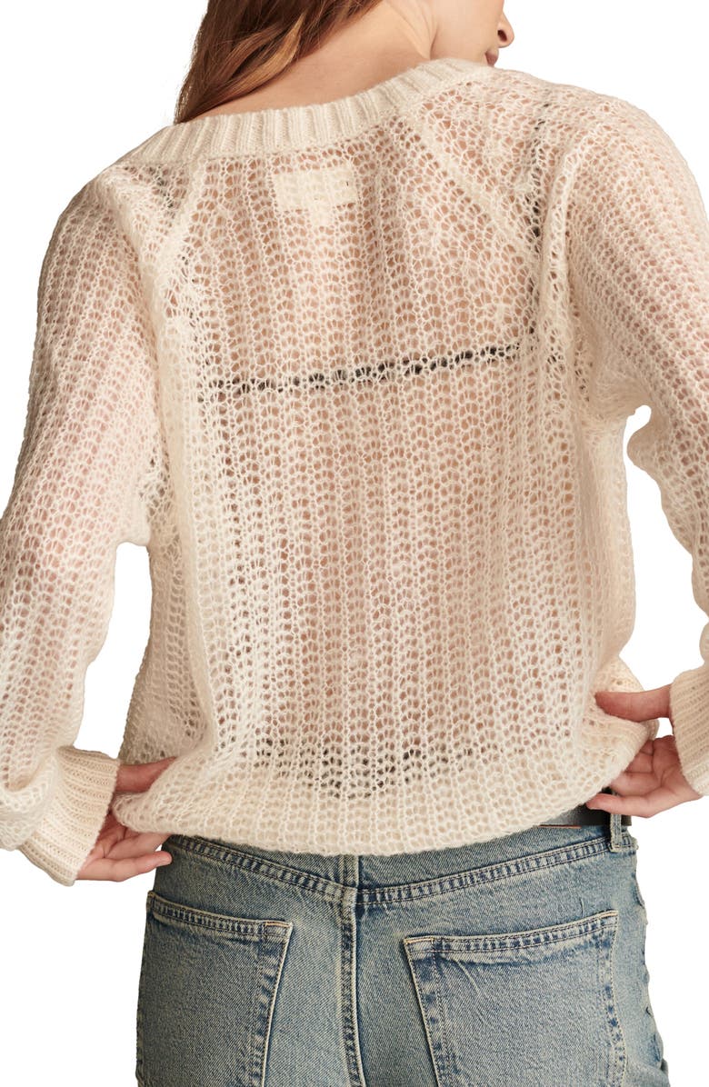 Lucky Brand Open Stitch Cardigan, Alternate, color, Tofu