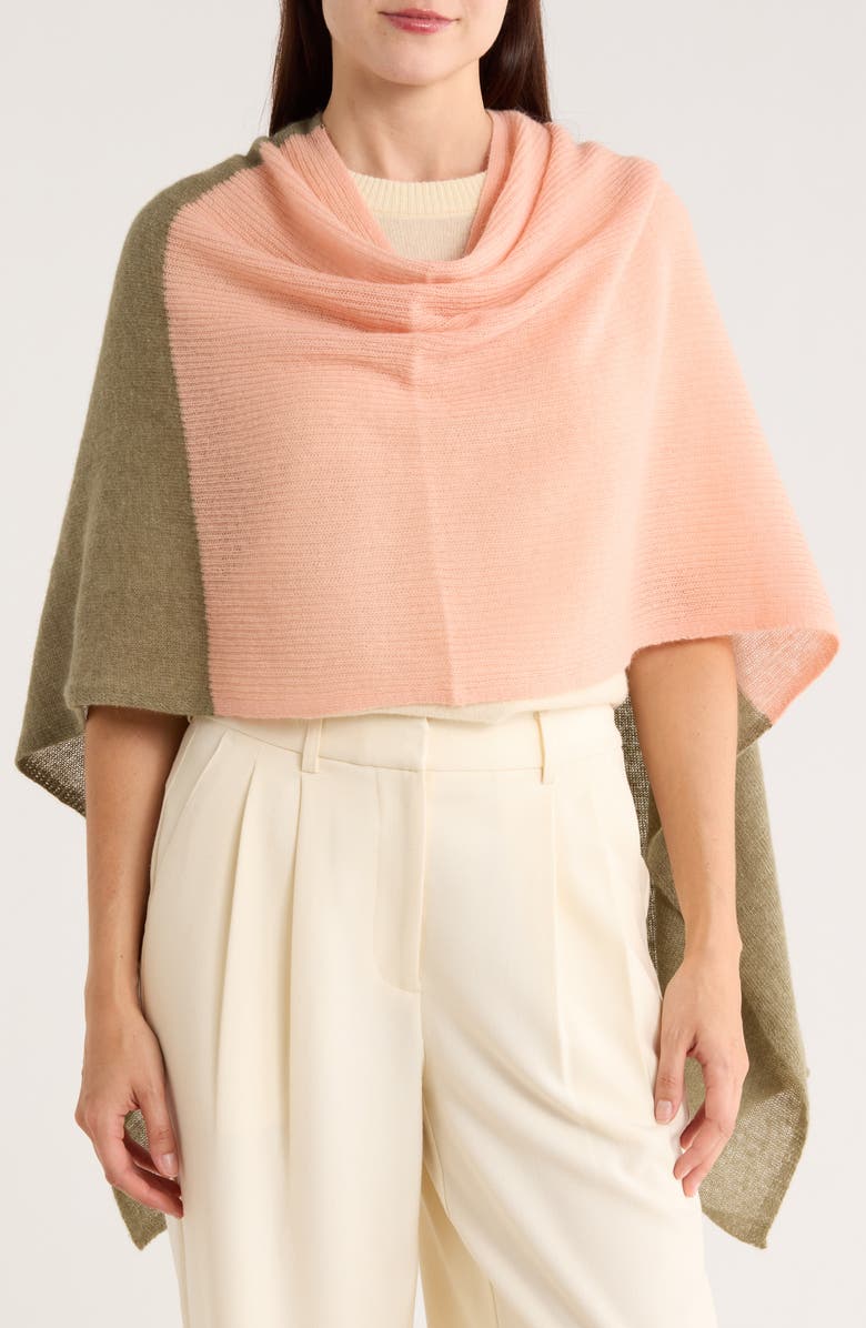 Portolano Cowl Neck Wool Blend Scarf, Main, color, Woodsmoke/ Melon