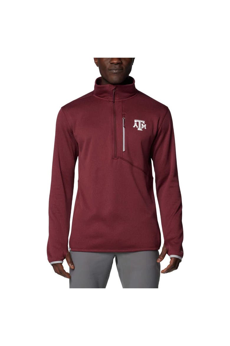 Men's Columbia Maroon Texas A&M Aggies Park View Grid Fleece Omni-Wick Half-Zip Jacket, Main, color, Maroon