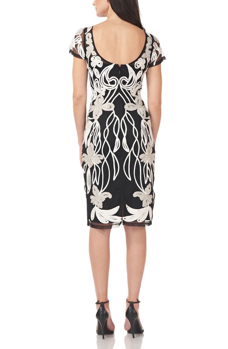 JS Collections Art Nouveau Soutache Sheath Dress, Alternate, color,