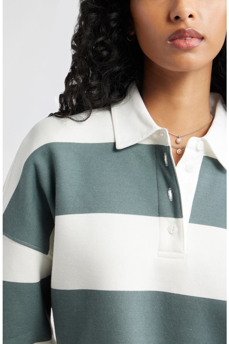 Stripe Cotton Blend Rugby Sweatshirt, Alternate, color, WHITE- GREEN ELLA RUGBY STRIPE