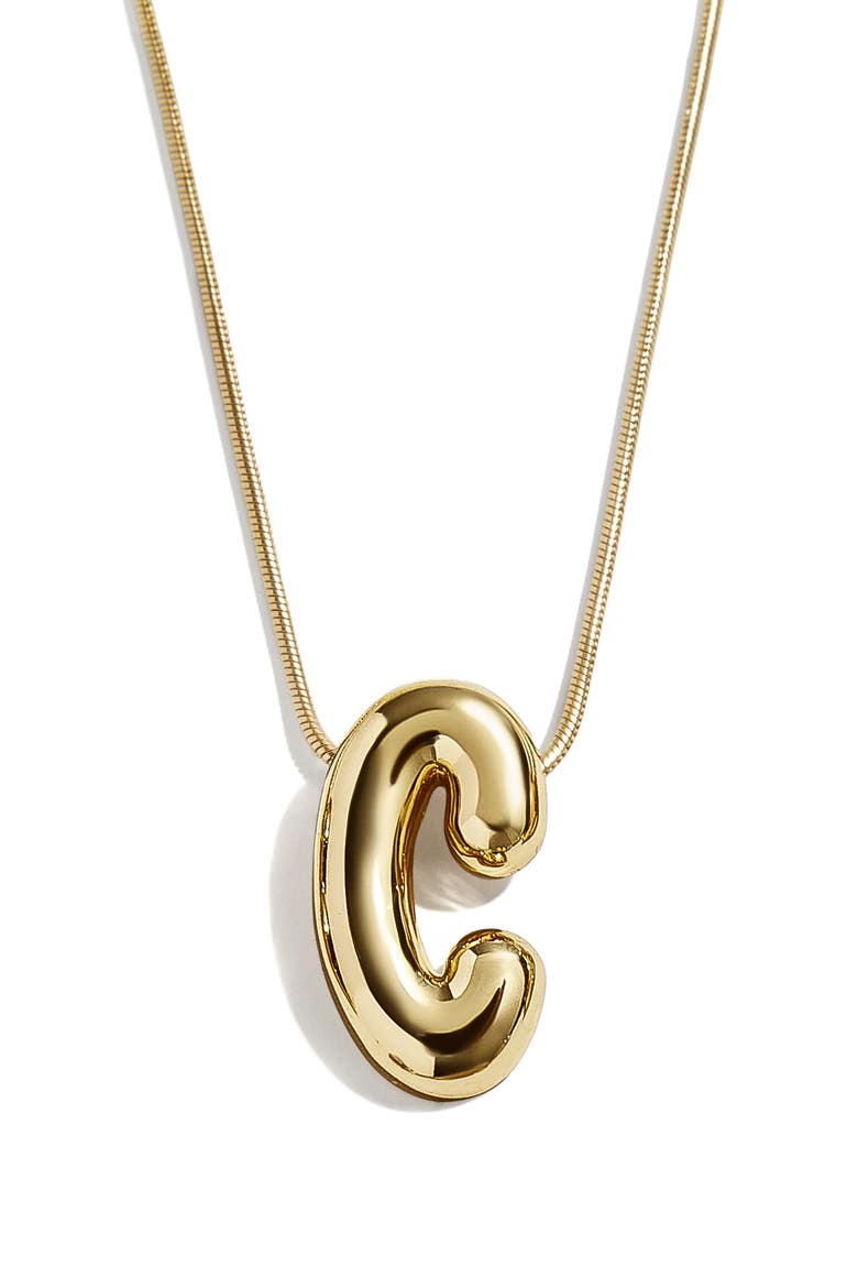 Bubble Initial Pendant Necklace, Main, color, GOLD C
