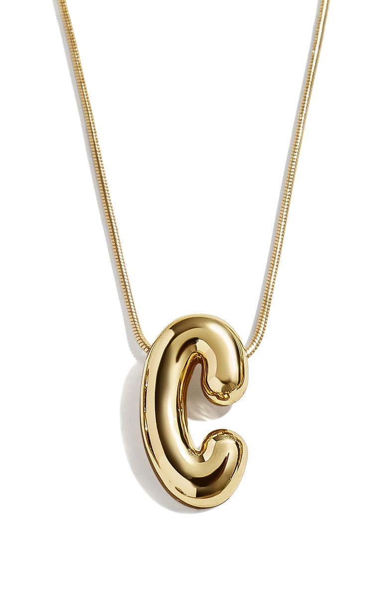 BaubleBar Bubble Initial Pendant Necklace, Main, color, Gold C