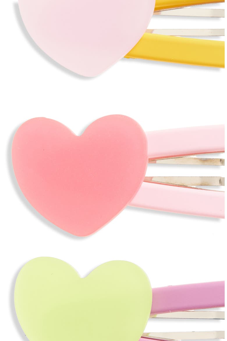 Kids' 3-Pack Heart Hair Clips, Alternate, color, PINK