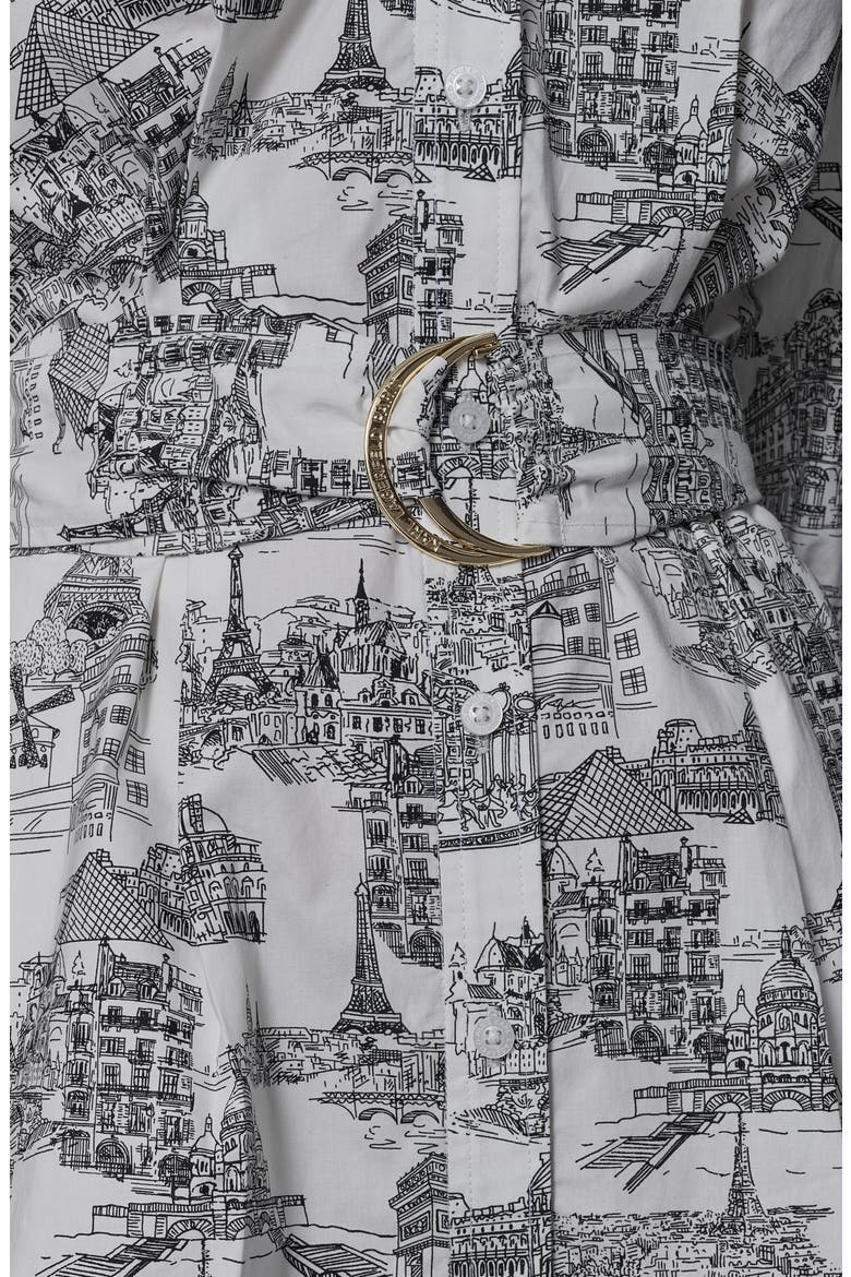 Landmark Print Cotton Shirtdress, Alternate, color, SOFT WHITE BLACK