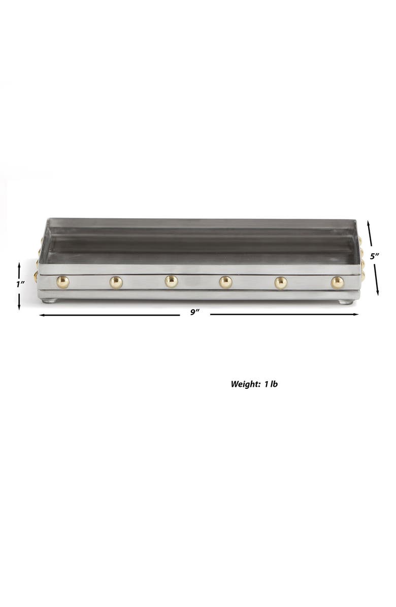 ROSELLI TRADING COMPANY Rivets Amenity Tray, Alternate, color, Silver
