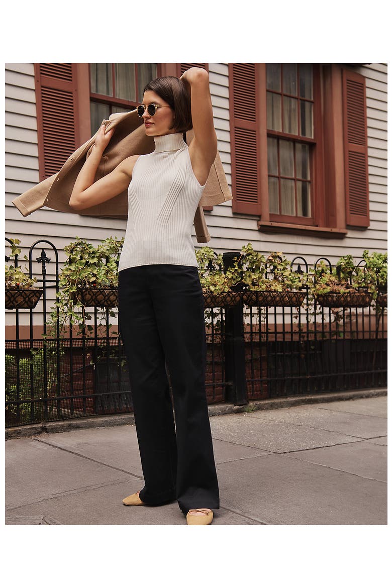 High Rise 5 Pocket Wide Leg Chino Pants, Alternate, color, Black
