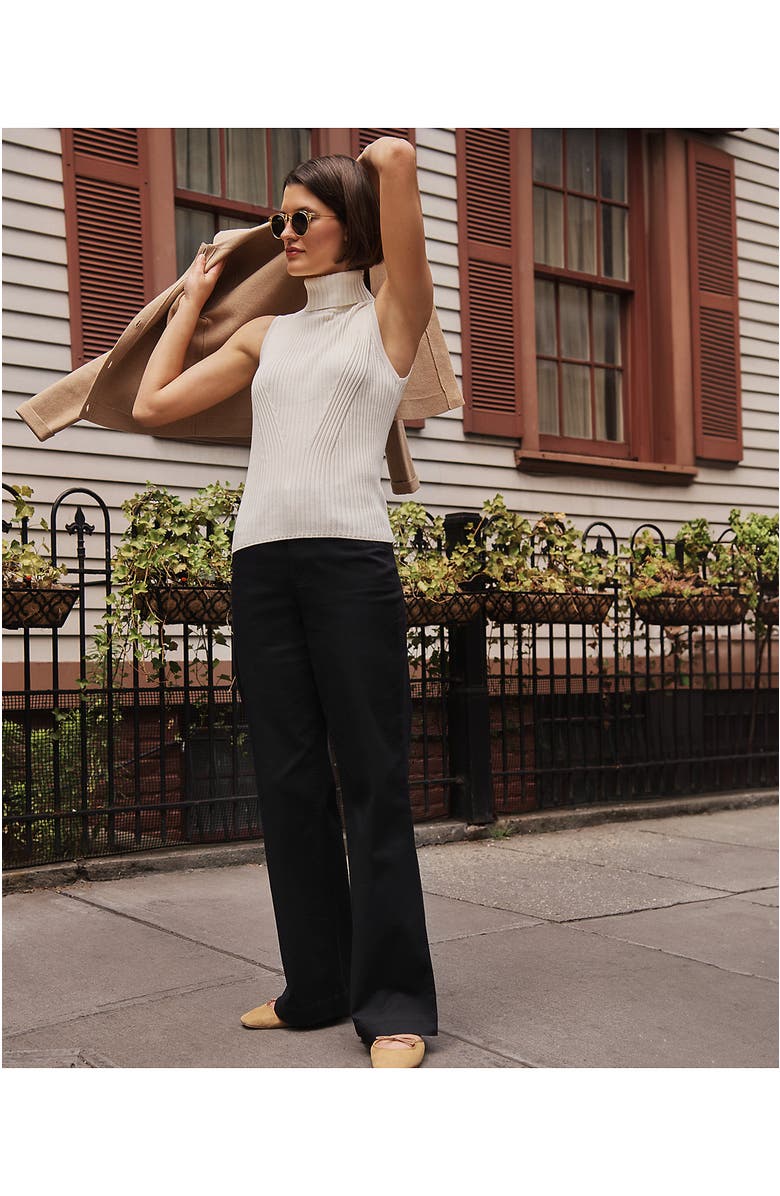 Lands' End High Rise 5 Pocket Wide Leg Chino Pants, Alternate, color, Black