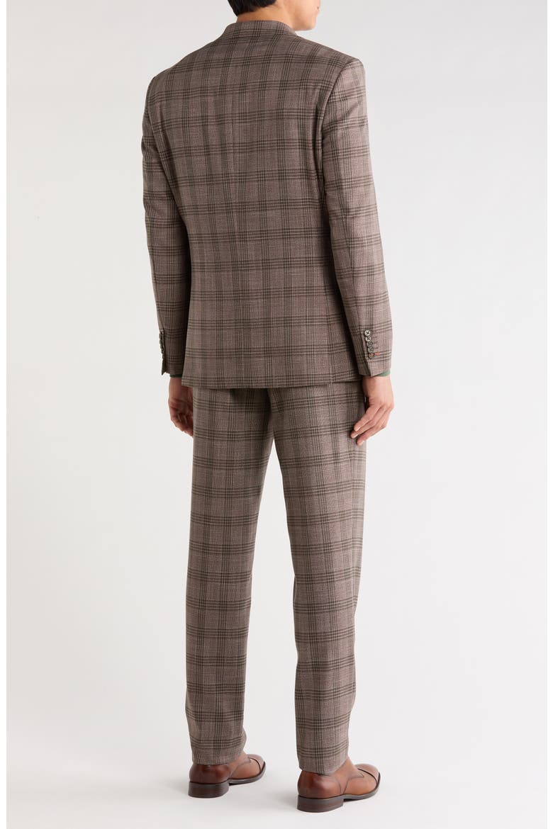 Plaid Two-Button Notch Lapel Suit, Alternate, color, BROWN