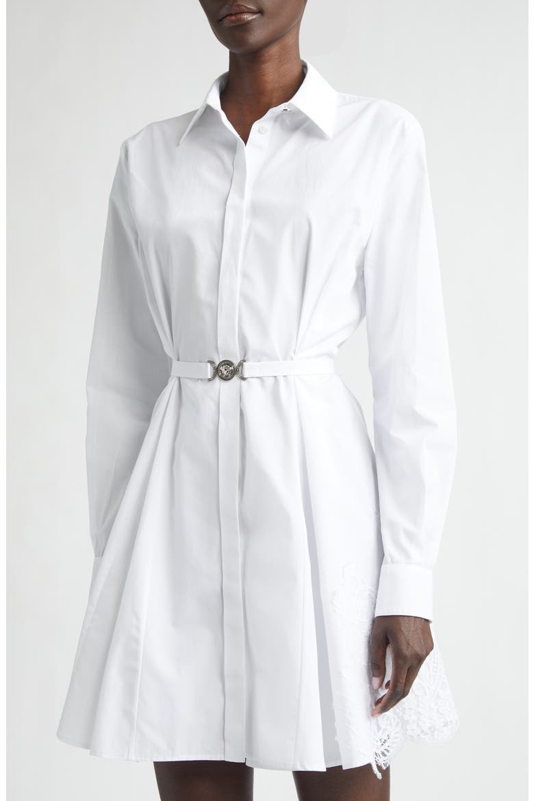 Belted Long Sleeve Cotton Poplin Shirtdress, Alternate, color, OPTICAL WHITE