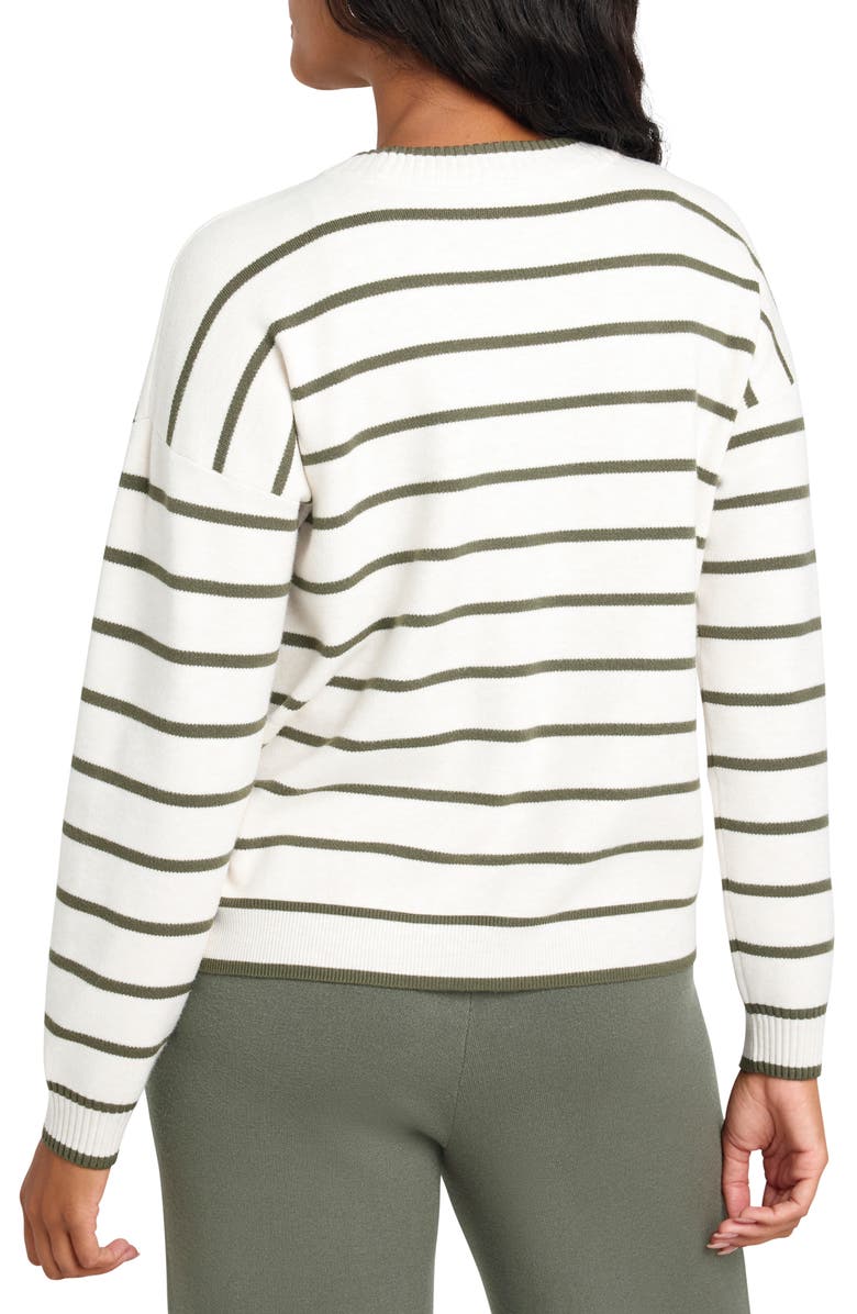 Splendid x Cella Jane Stripe Front Seam Sweater, Alternate, color, Snow White/ Olive Stripe