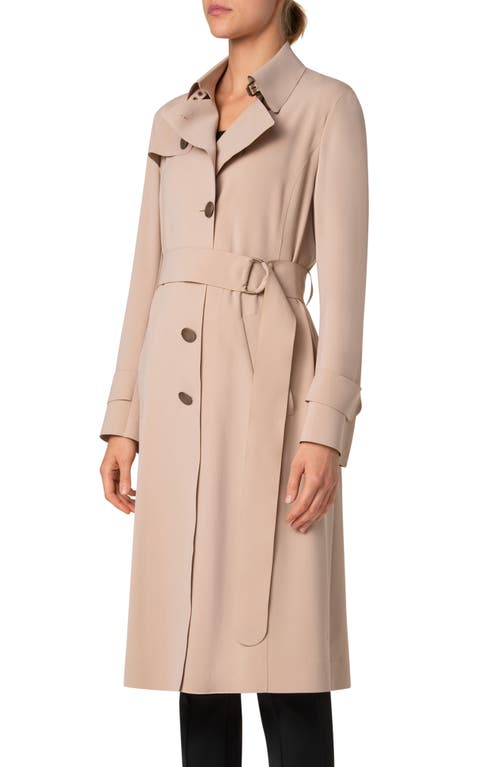 Akris Punto Laser Cut Technical Crepe Trench Coat In Beige