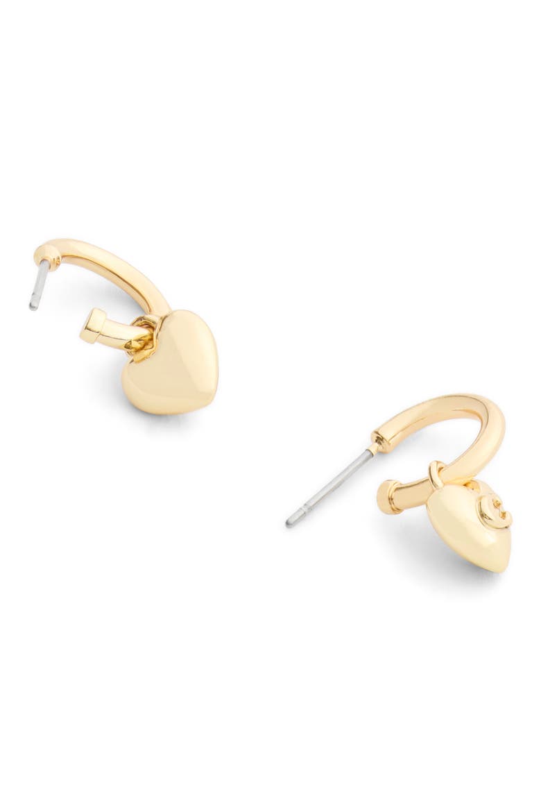 Signature C Puffy Heart Huggie Hoop Earrings, Alternate, color, GOLD