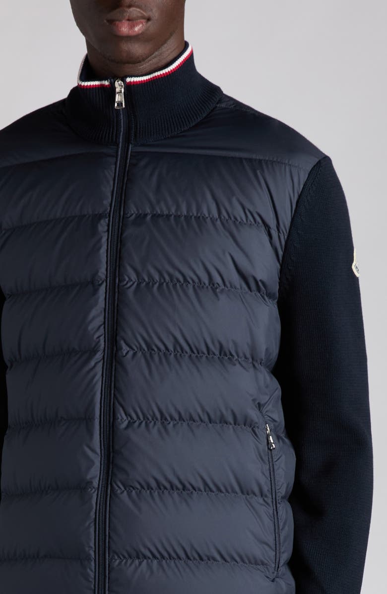 Moncler Padded Zip Cardigan, Alternate, color, Obsidian Blue