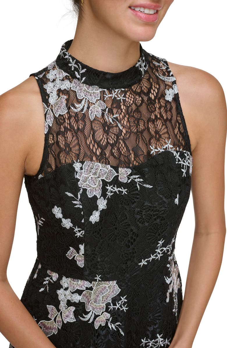 Kensie Floral Embroidered Lace Fit & Flare Dress, Alternate, color, 