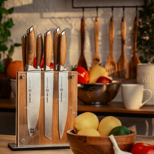 Schmidt Brothers Cutlery Bonded Teak 7-piece Knife Block Set In Brown