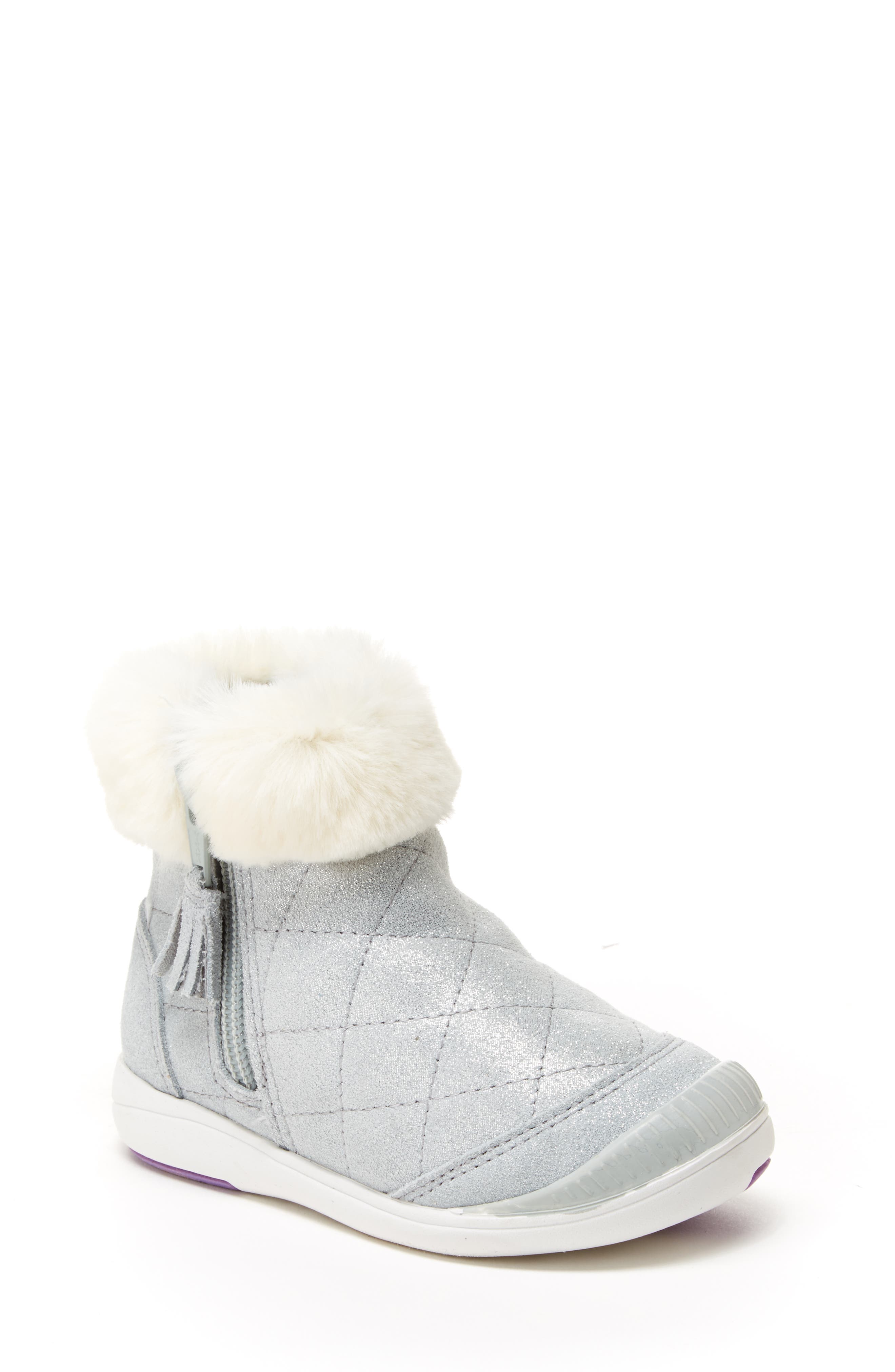 Stride Rite Chloe Faux Fur Quilted Bootie, Main, color, 