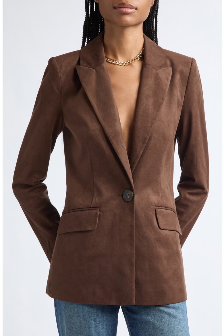 Marilyn Faux Suede Blazer, Main, color, HERITAGE BROWN