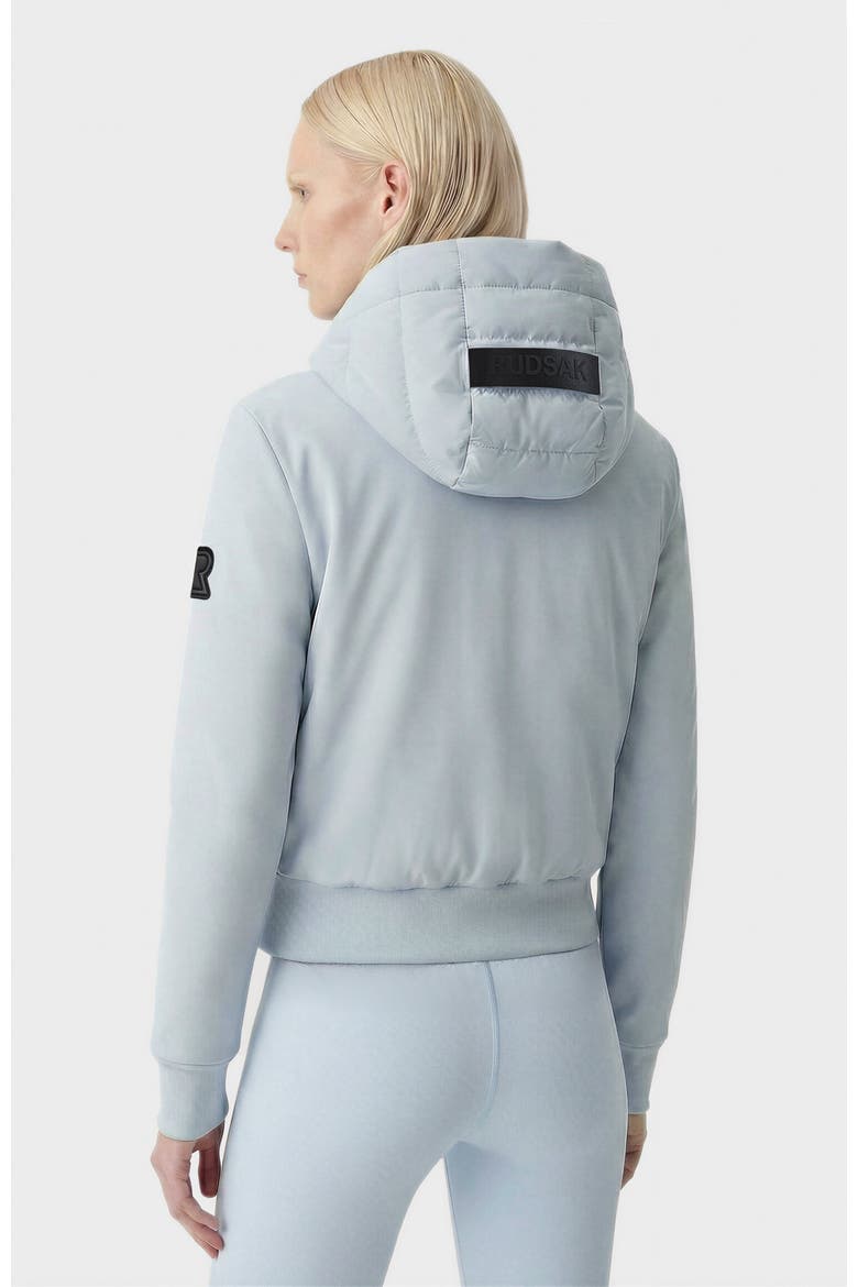 Cassa Light Down & Neoprene Crop Jacket, Alternate, color, Powder Blue