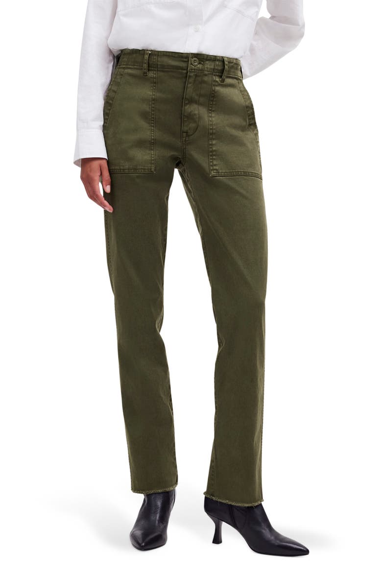 Garment Dyed Slim Straight Leg Utility Pants, Main, color, FADED OLIVE