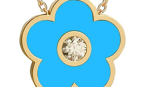 Gabi Rielle Cubic Zirconia Flower Pendant Necklace In Gold/turquoise