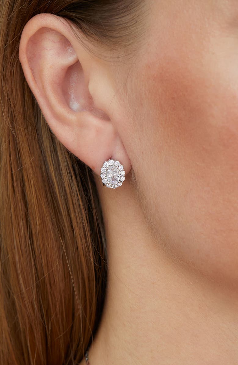 SAVVY CIE JEWELS Sterling Silver Cubic Zirconia Earrings, Alternate, color, White