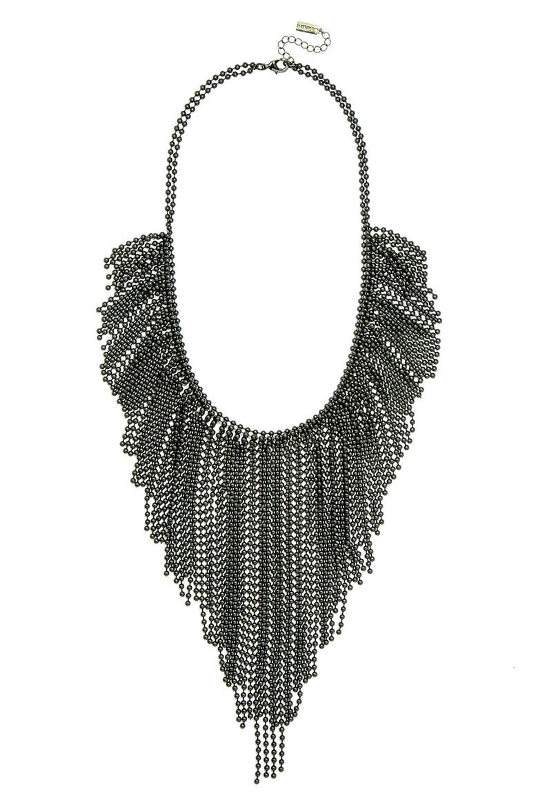 'Acid Fringe' Bib Necklace, Main, color, BLACK