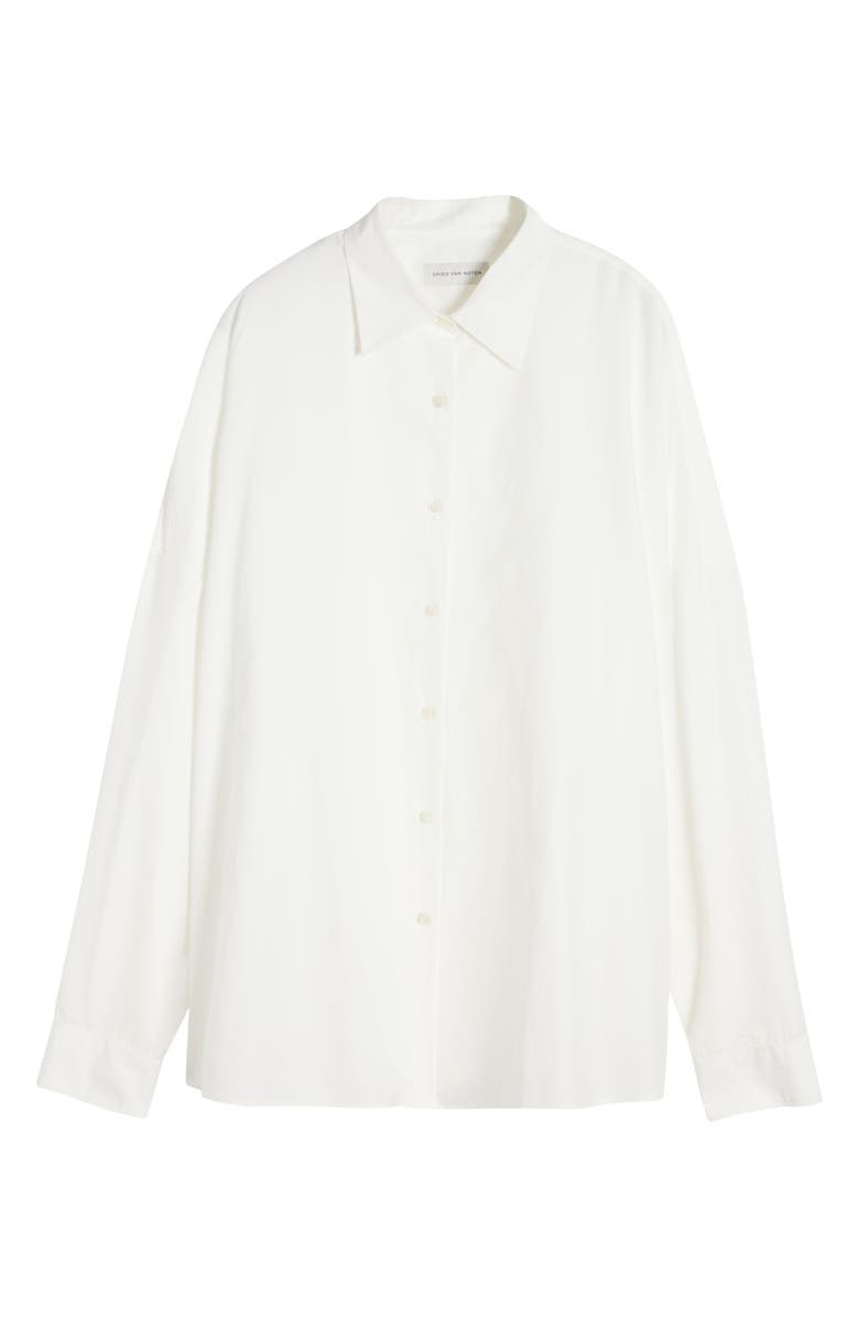 Dries Van Noten Casia Oversize Button-Up Shirt, Alternate, color, White