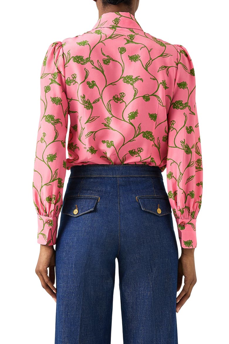 Sonya Floral Silk Button-Up Shirt, Alternate, color, PINK MULTI
