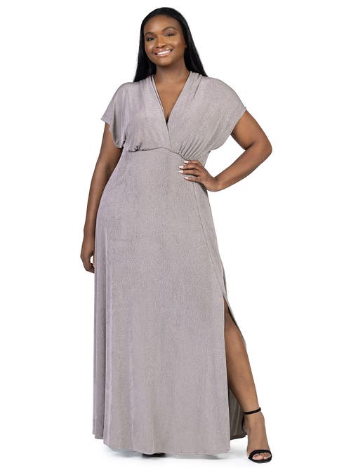 24seven Comfort Apparel Plus Size Front Slit Empire Waist Maxi Dress In Multi