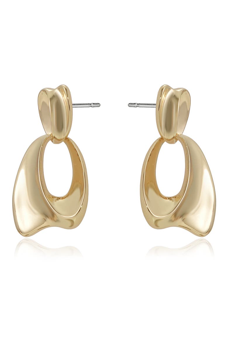 Ribbon Drop Earrings, Alternate, color, GOLD