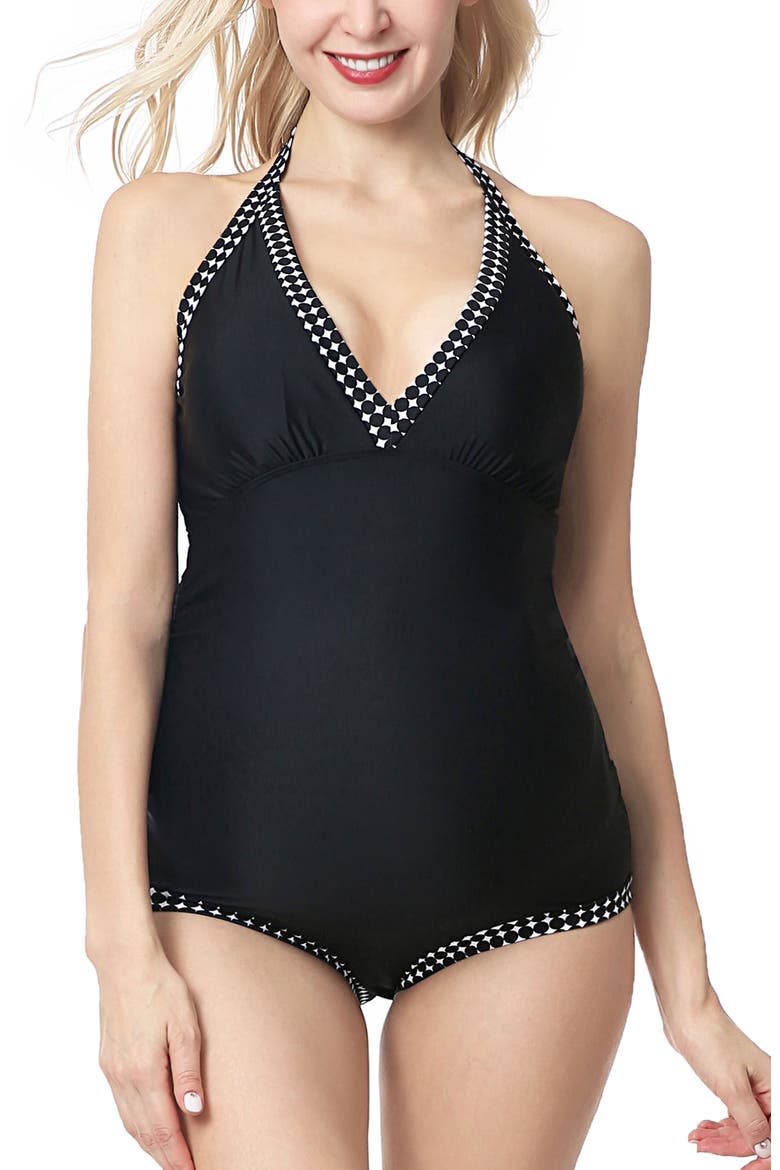 Kai UPF 50+ One-Piece Maternity Swimsuit, Main, color, Black