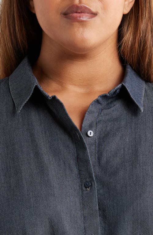 Eileen Fisher Classic Collar Easy Organic Cotton Button-up Shirt In Blue