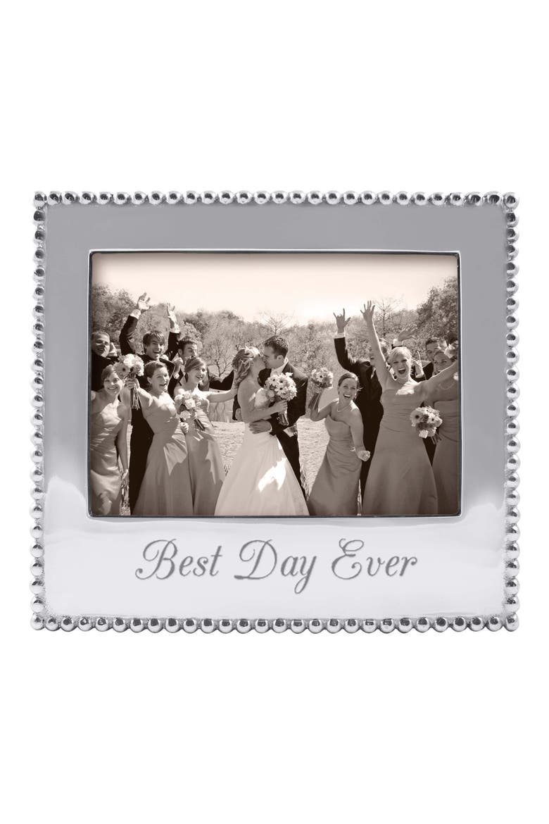 Best Day Ever Beaded Trim Picture Frame, Main, color, SILVER