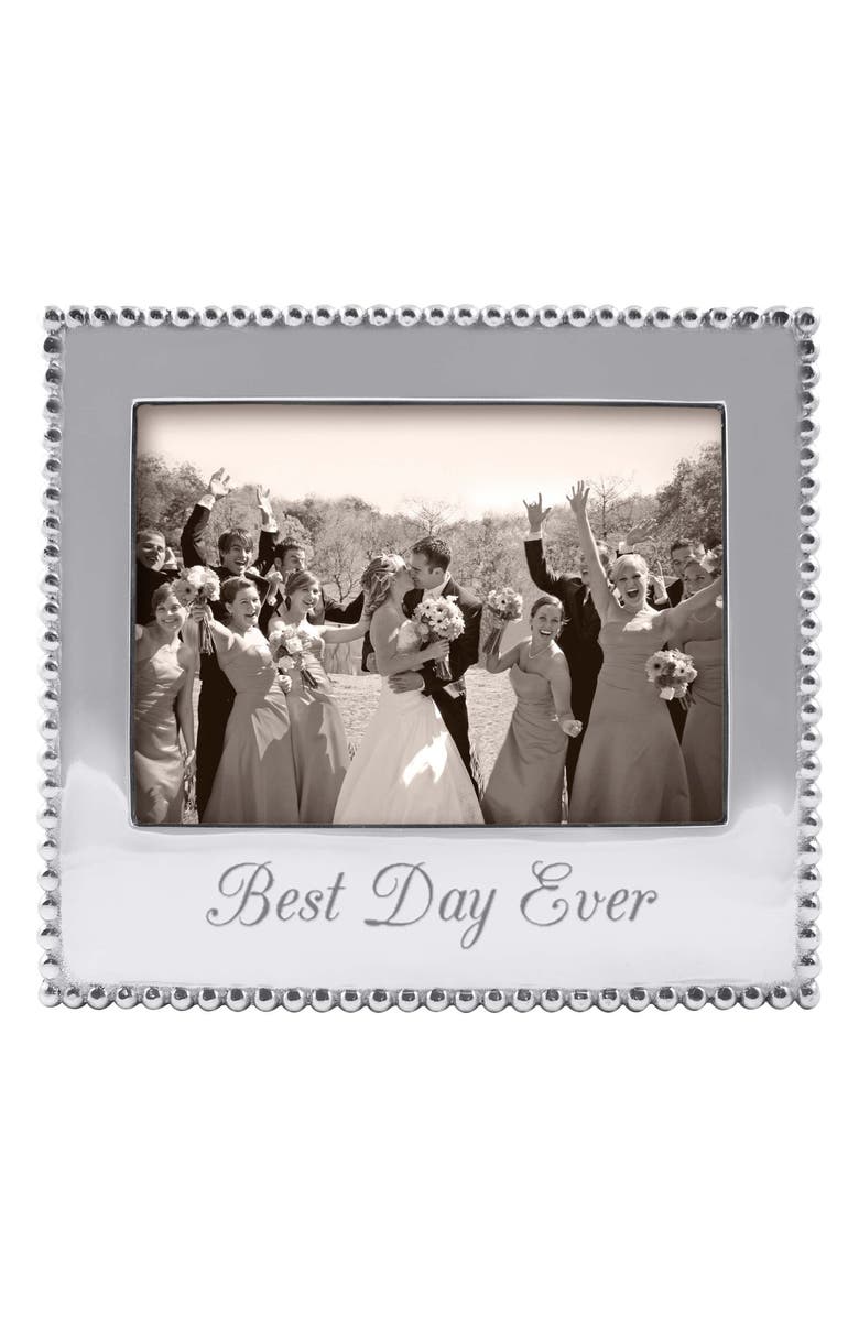 Mariposa Best Day Ever Beaded Trim Picture Frame, Main, color, Silver