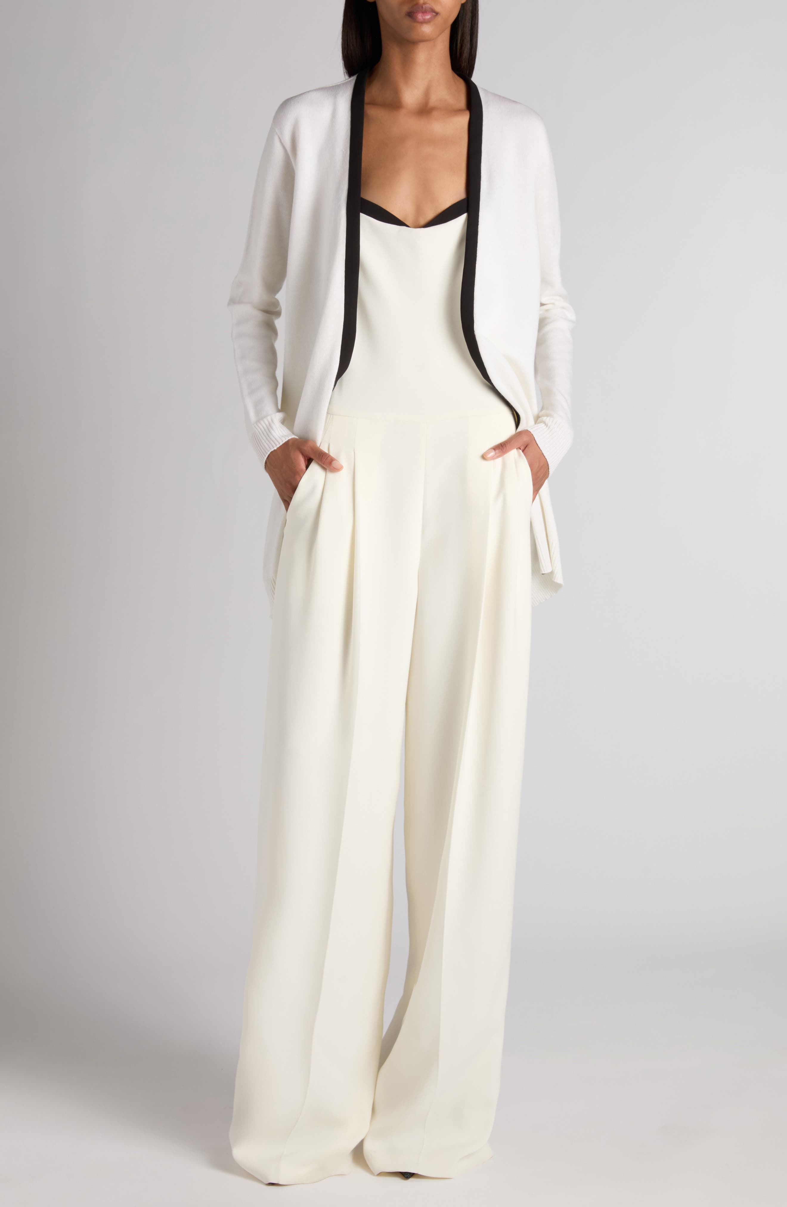 Contrast Trim Open Front Cardigan - image 2